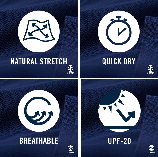 Izod Performance Golf Grid Stretch Polo - Riveria Blue