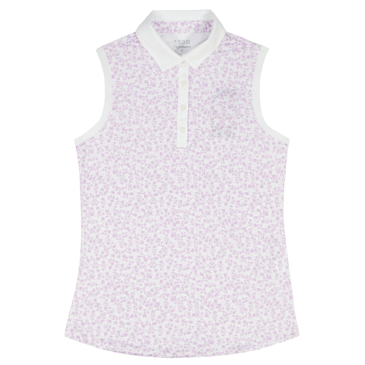 Izod ALLY PRINTED SLEEVELESS POLO - SHEER LILAC