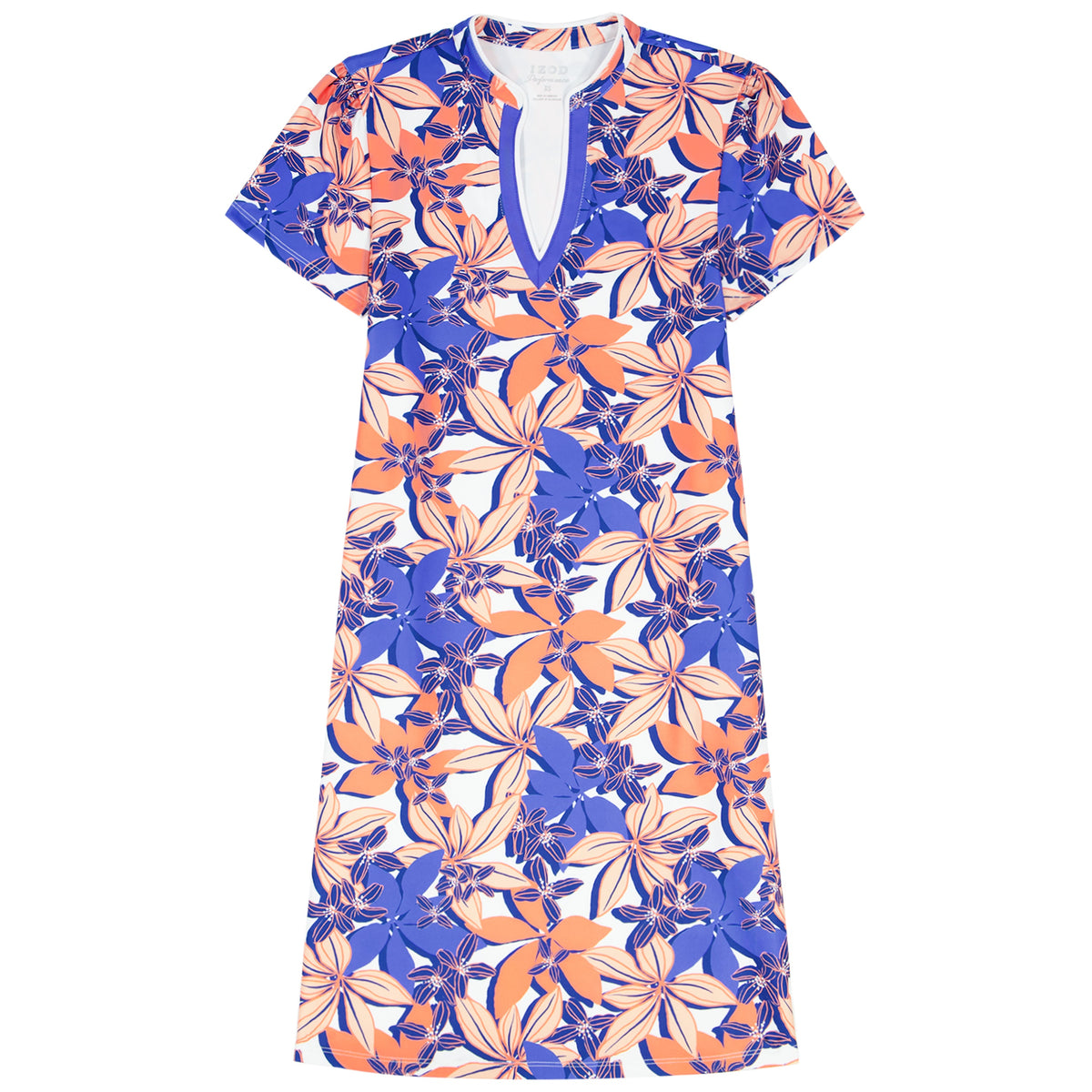 Izod SARA S/S PRINTED DRESS - FRESH SALMON