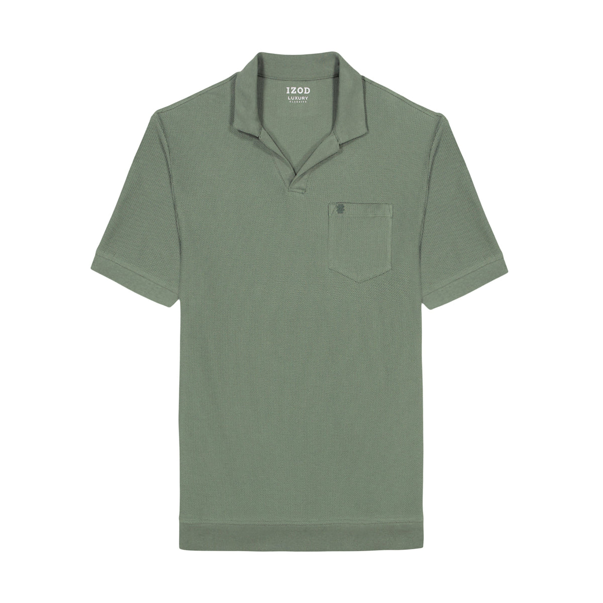 Izod Johnny Collar Textured Knit Polo - Laurel Wreath