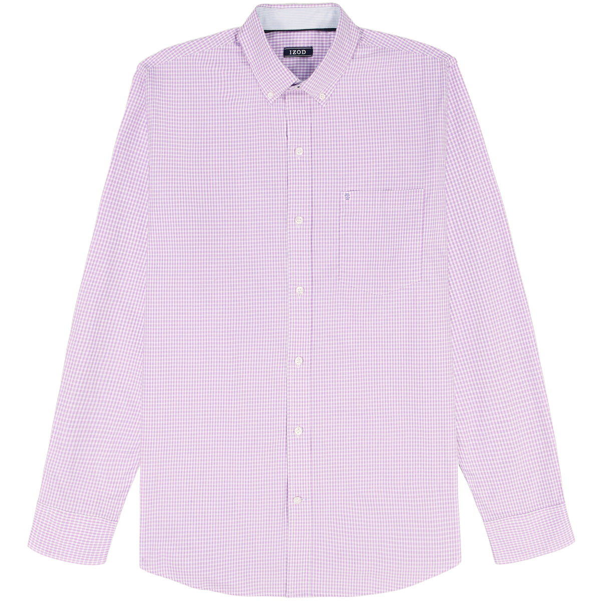Izod Performance Comfort L/S Plaid Shirt - English Lavender