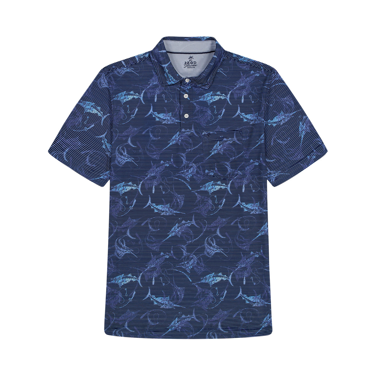 Izod SUNSHIELD PERFORMANCE S/S PRINTED POLO - BLUE DEPTHS