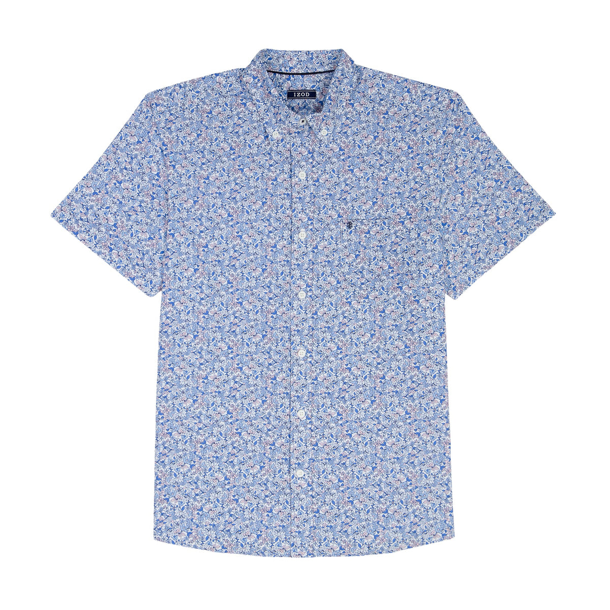 Izod BIG & TALL BREEZE S/S PRINTED BUTTON-DOWN SHIRT - REGATTA