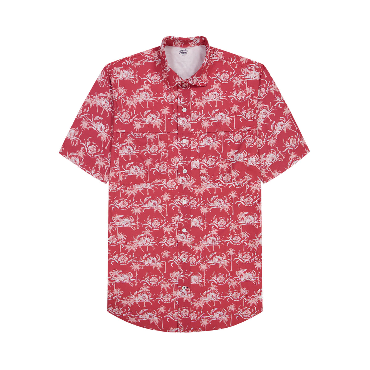 Izod BIG & TALL SUNSHIELD PERFORMANCE S/S PRINTED BUTTON-DOWN SHIRT - HOLLY
