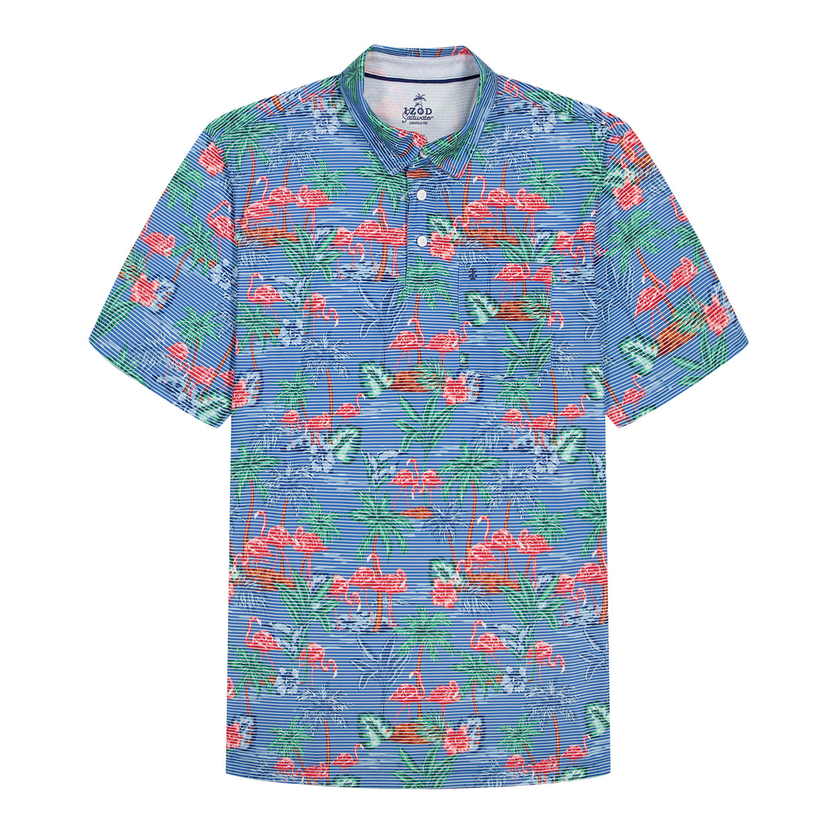 Izod BIG & TALL SUNSHIELD PERFORMANCE S/S PRINTED POLO - VALLARTA BLUE