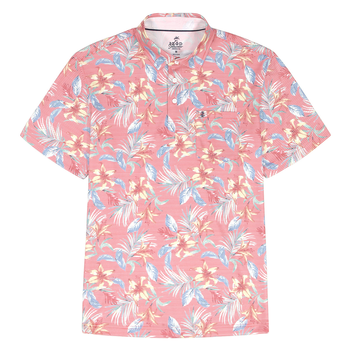 Izod BIG & TALL SUNSHIELD PERFORMANCE S/S PRINTED POLO - ROSE OF SHARON