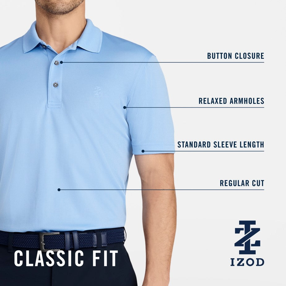 Izod Performance Golf Grid Stretch Polo - Asphalt