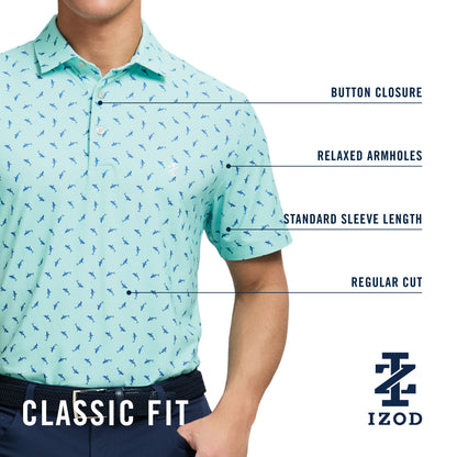 Izod Golf Swingflex Elite Printed Polo - Medieval Blue