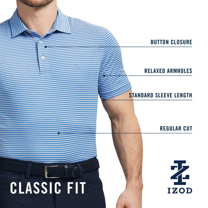 Izod Golf Swingflex Elite Stripe Polo - Blue Coral