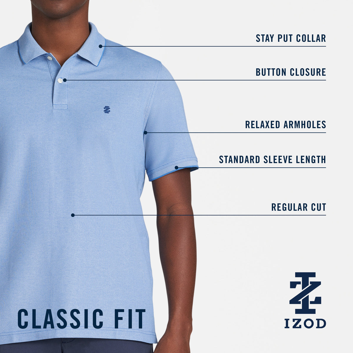 Izod Advantage Performance Striped Polo - Grey Heather