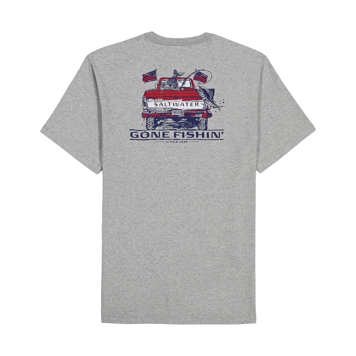 Izod SALTWATER SHORT SLEEVE GRAPHIC TEE - LT GREY HTHR