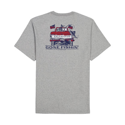 Izod SALTWATER SHORT SLEEVE GRAPHIC TEE - LT GREY HTHR