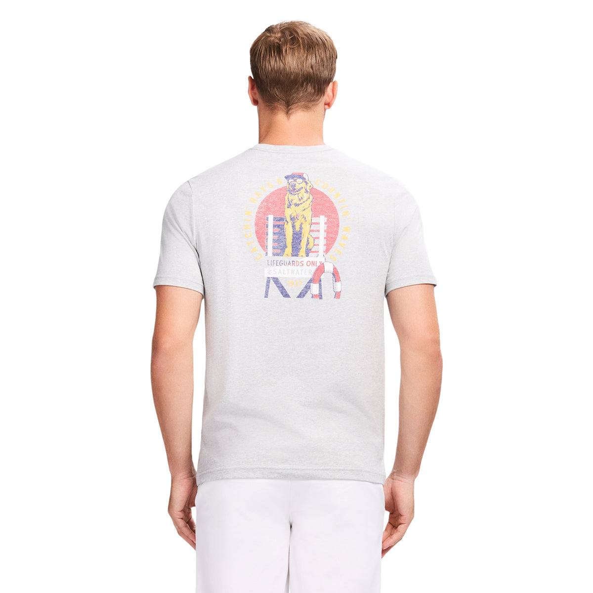 Izod SALTWATER S/S GRAPHIC TEE - LT GREY HTR