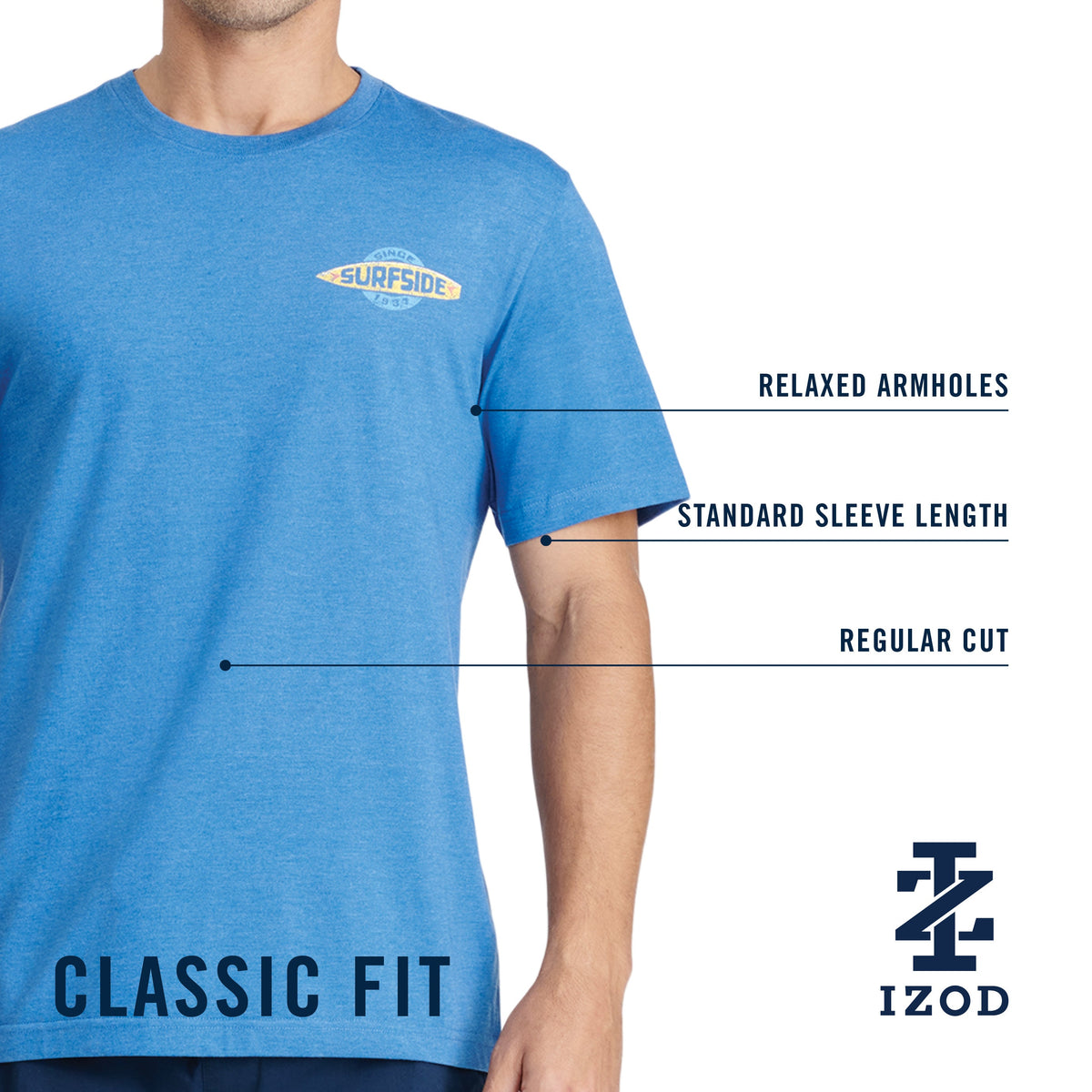 Izod Saltwater Short Sleeve Graphic Tee - Delphinium Blue