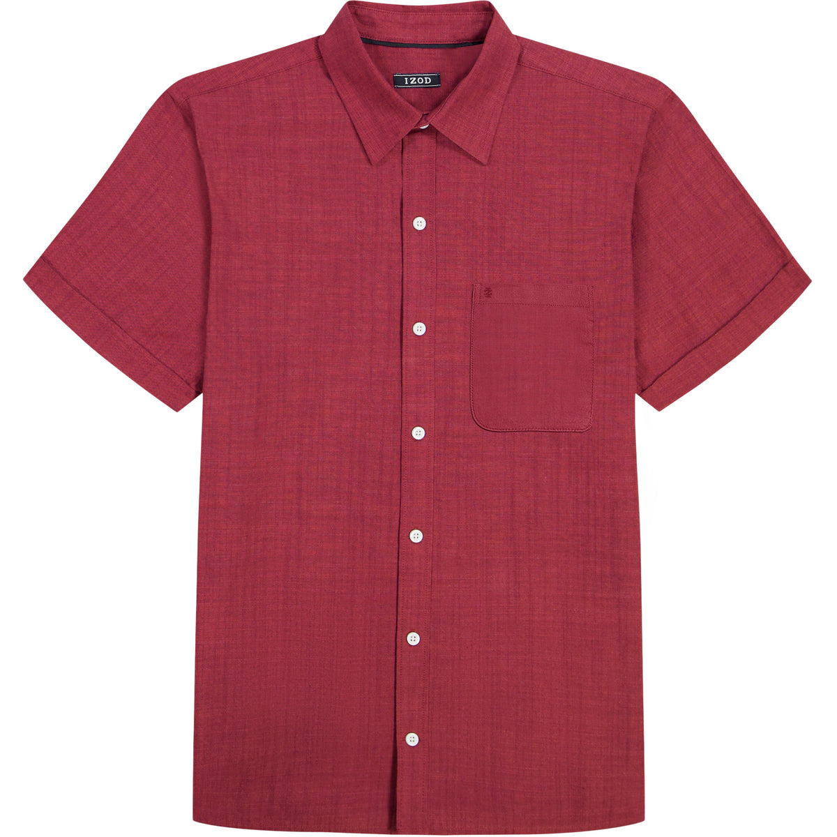 Izod LUXURY SHORT SLEEVE BUTTON DOWN SHIRT - ZINFANDEL