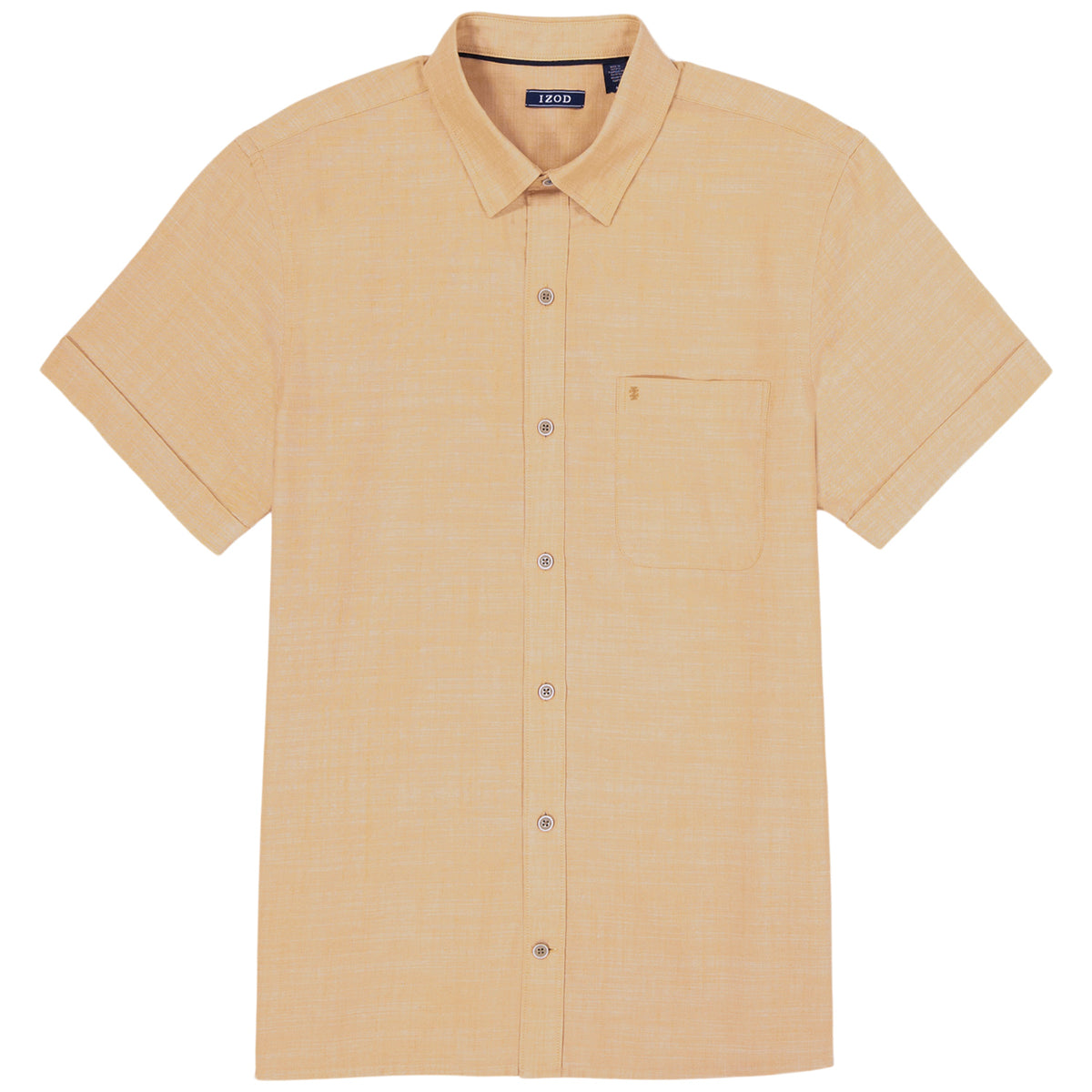 Izod LUXURY SHORT SLEEVE BUTTON DOWN SHIRT - OAK BUFF