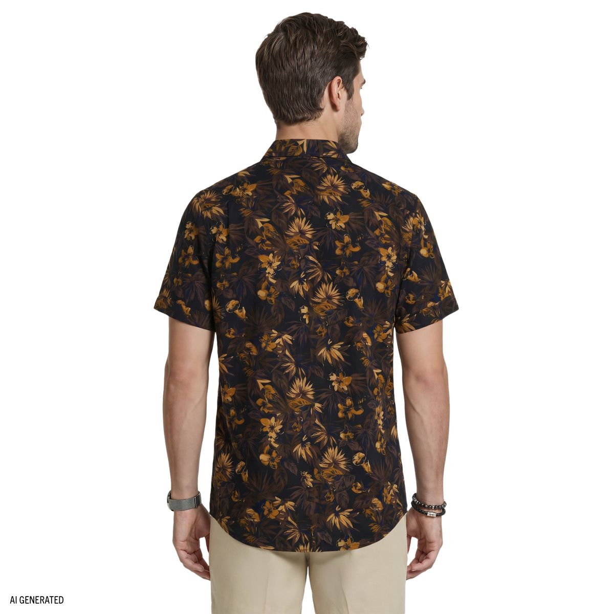 Izod DOCKSIDE CHAMBRAY SHORT SLEEVE PRINTED BUTTON DOWN SHIRT - CAVIAR