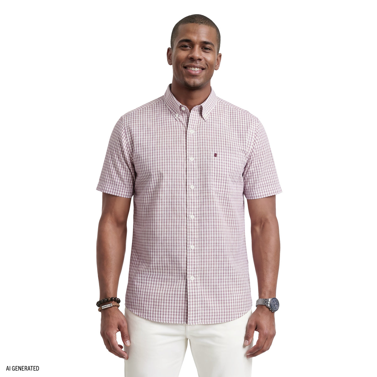 Izod BREEZE SHORT SLEEVE BUTTON DOWN SHIRT - GRAPE WINE