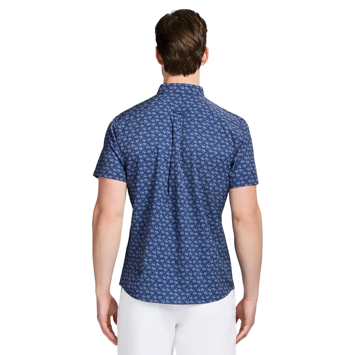 Izod BREEZE SHORT SLEEVE PRINTED BUTTON DOWN SHIRT - MEDIEVAL BLUE