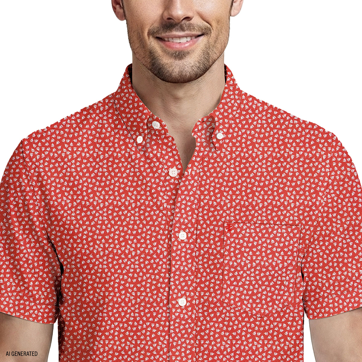 Izod BREEZE S/S PRINTED BUTTON-DOWN SHIRT - SALTWATER RED