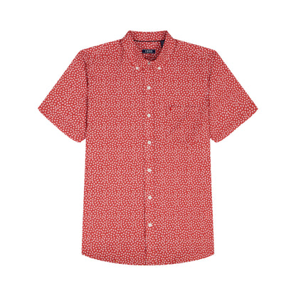 Izod BREEZE S/S PRINTED BUTTON-DOWN SHIRT - SALTWATER RED