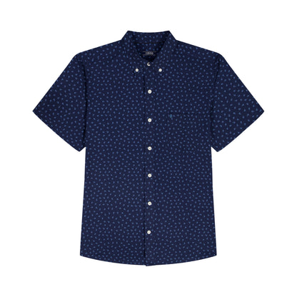 Izod BREEZE S/S PRINTED BUTTON-DOWN SHIRT - LICHEN BLUE