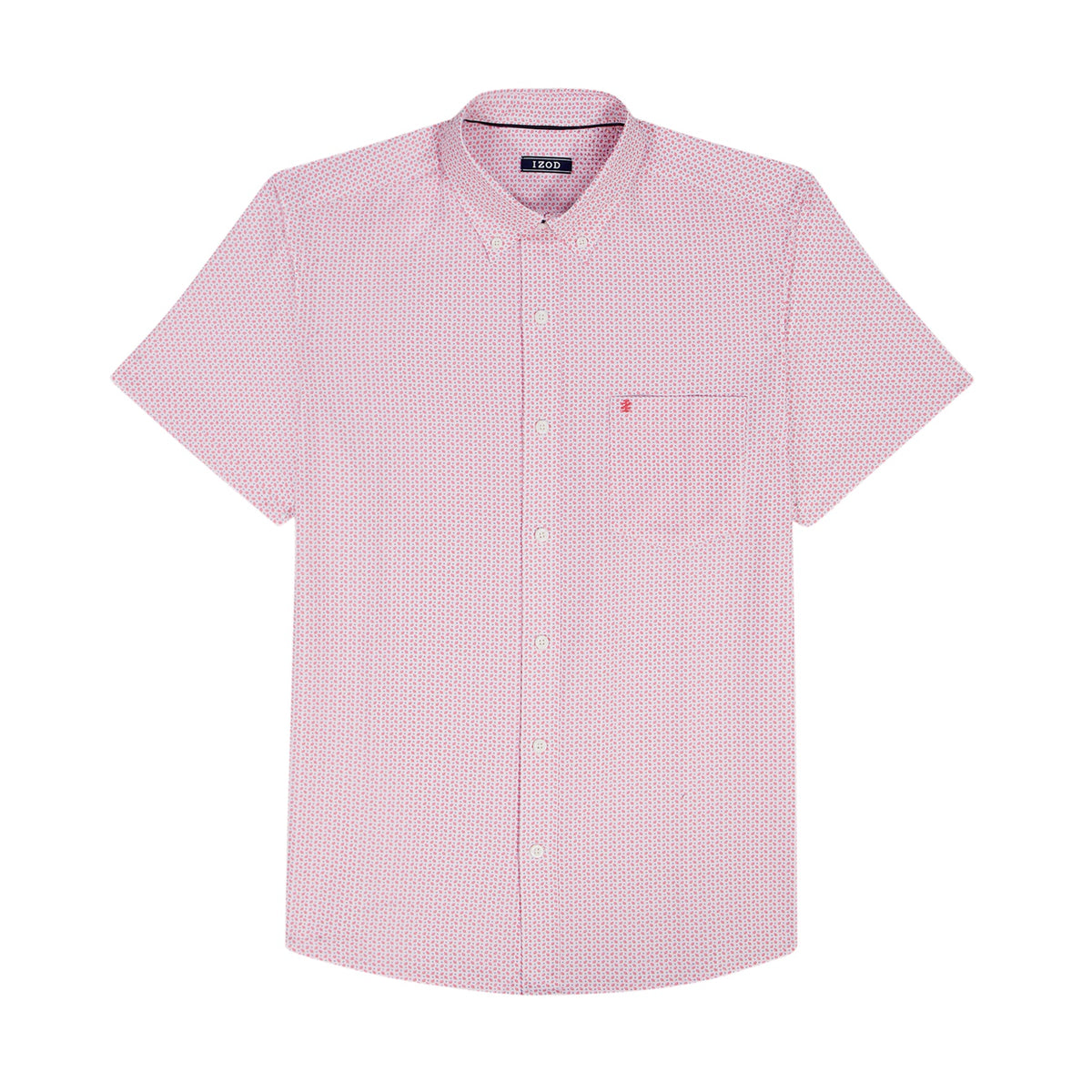Izod BREEZE S/S PRINTED BUTTON-DOWN SHIRT - PINK LEMONADE