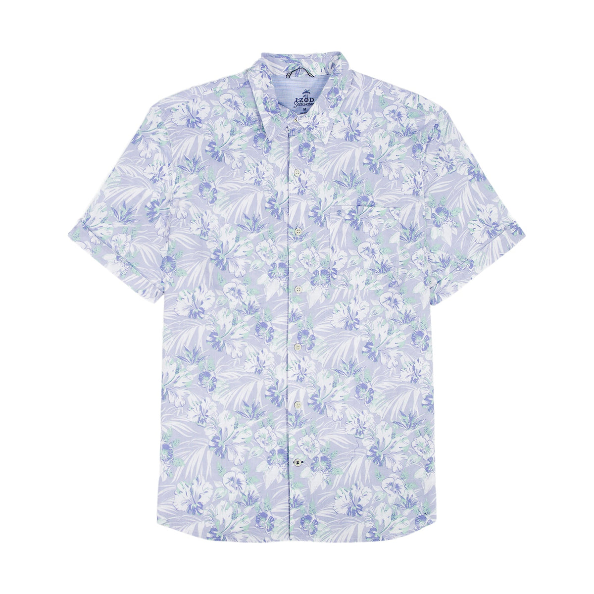 Izod DOCKSIDE CHAMBRAY S/S PRINTED BUTTON-DOWN SHIRT - CHAMBRAY BLUE