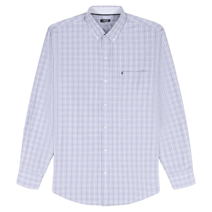 Izod PERFORMANCE COMFORT L/S PLAID BUTTON-DOWN SHIRT - CHAMBRAY BLUE
