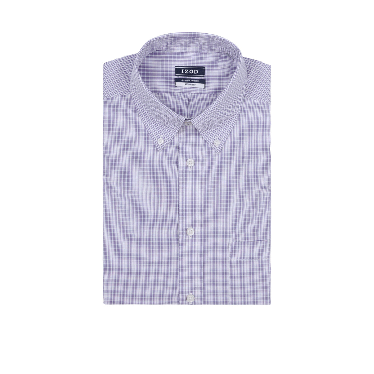 Izod ALL-OVER STRETCH L/S PLAID BUTTON-DOWN DRESS SHIRT - DAHLIA PURPLE