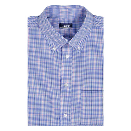 Izod ALL-OVER STRETCH L/S PLAID BUTTON-DOWN DRESS SHIRT - ULTRAMARINE