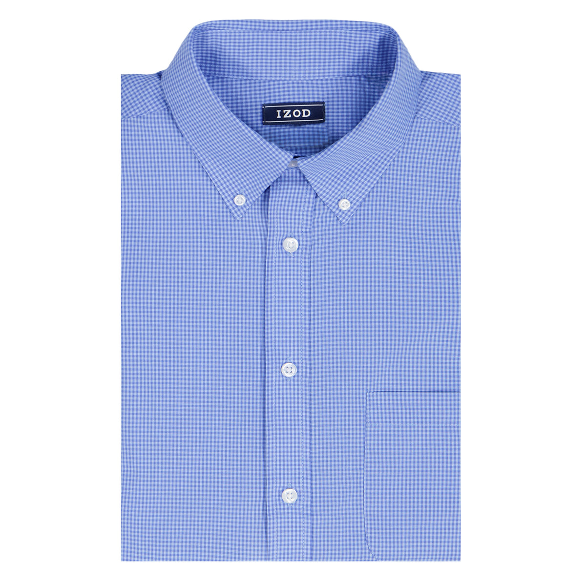 Izod ALL-OVER STRETCH L/S PLAID BUTTON-DOWN DRESS SHIRT - BLUE BELL