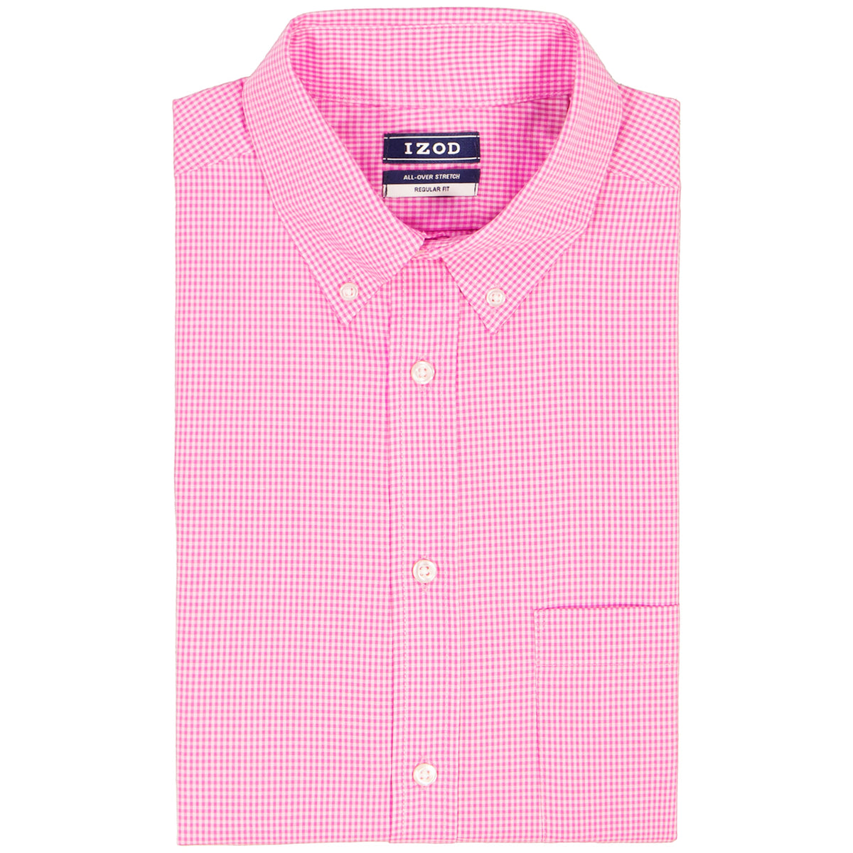 Izod ALL-OVER STRETCH L/S PLAID BUTTON-DOWN DRESS SHIRT - CONE FLOWER