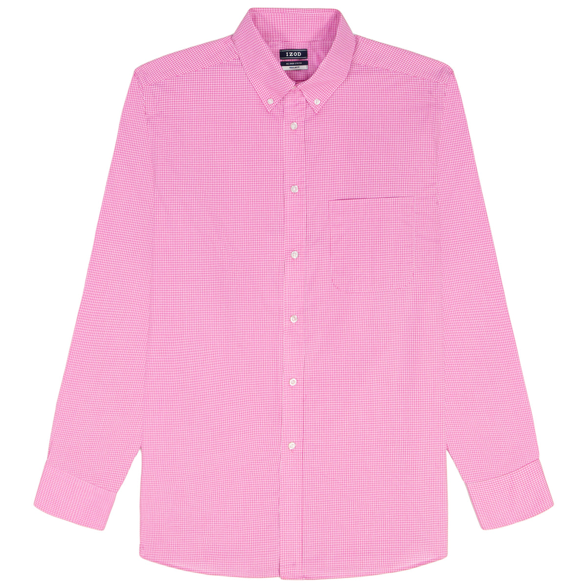 Izod ALL-OVER STRETCH L/S PLAID BUTTON-DOWN DRESS SHIRT - CONE FLOWER
