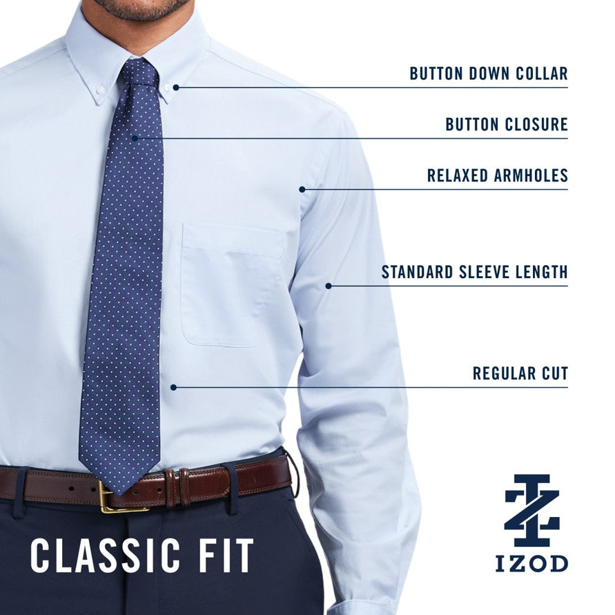 Izod Royal Texture Button Down Dress Shirt - Cedarwood Khaki