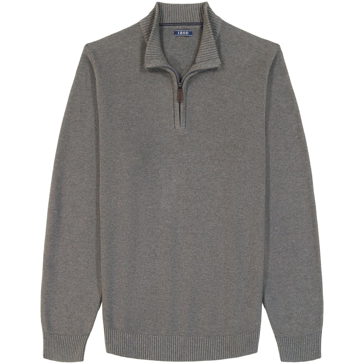 Izod Honeycomb Quarter Zip Sweater - Carbon Hthr