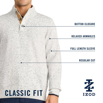 Izod Holiday Button Mock Sweater - Velvet Maroon