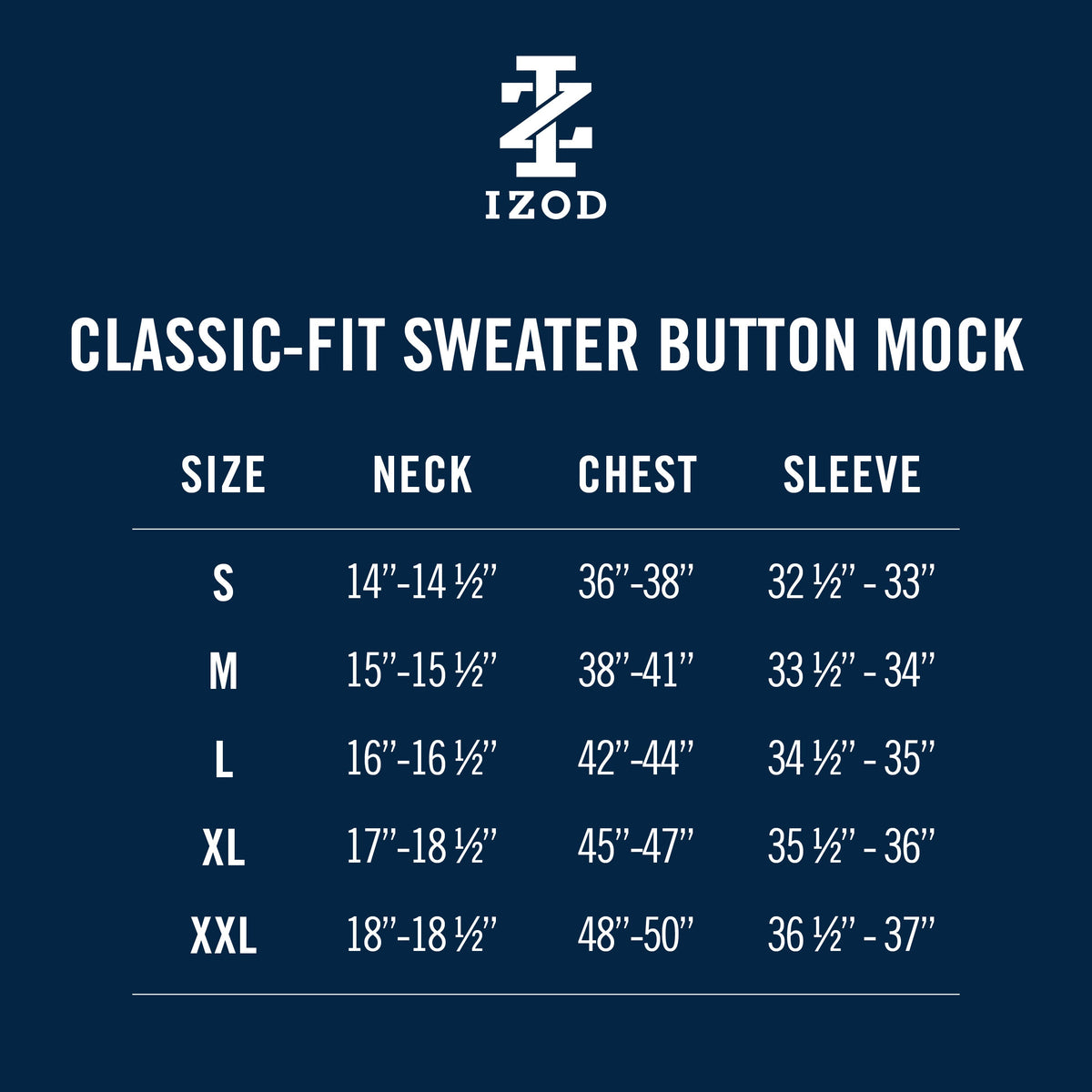 Izod Holiday Button Mock Sweater - Navy Blazer