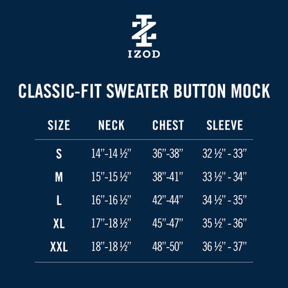 Izod Holiday Button Mock Sweater - Asphalt