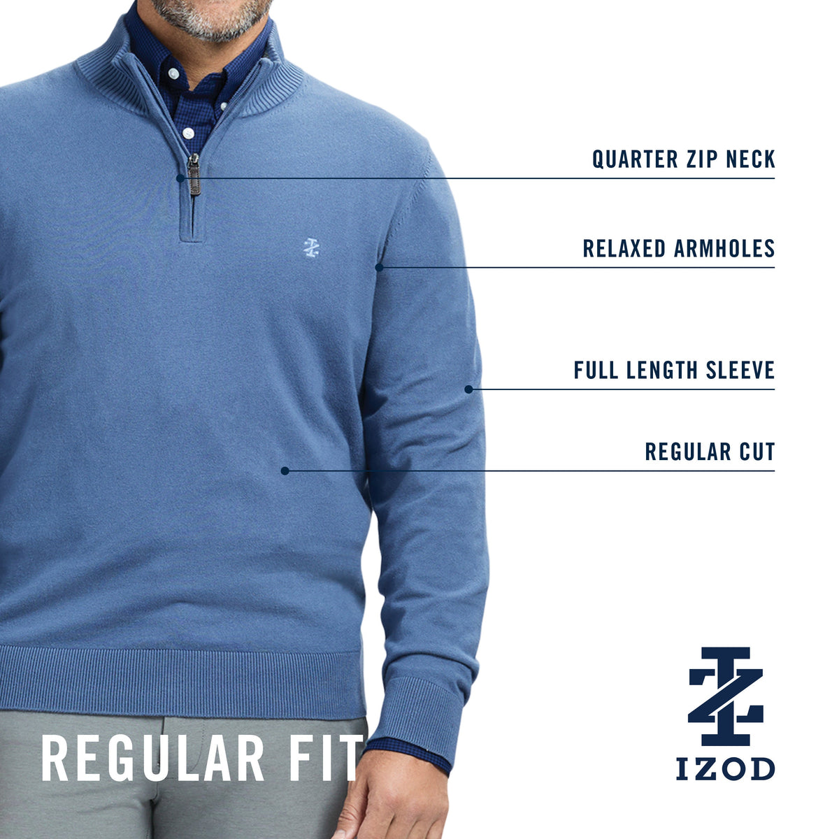 Izod Fine Gauge Quarter Zip Sweater - Black
