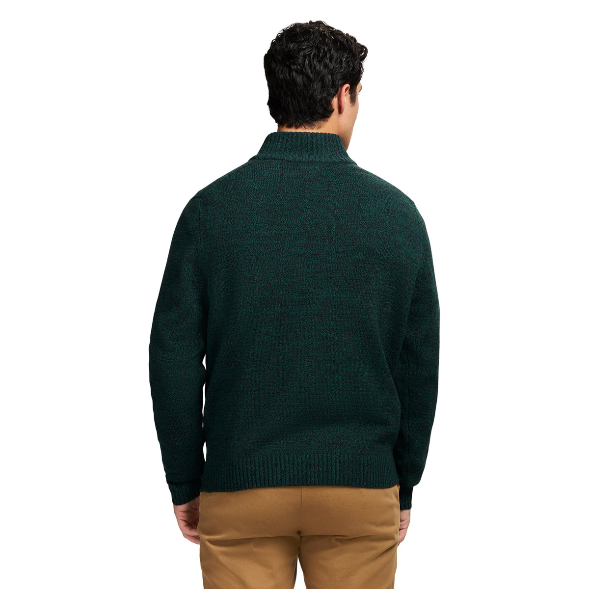 Izod Holiday Fairisle Quarter Zip Sweater - Rain Forest