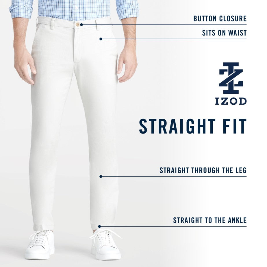 Izod Performance Stretch Flat-Front Straight Fit Chino Pants - Navy
