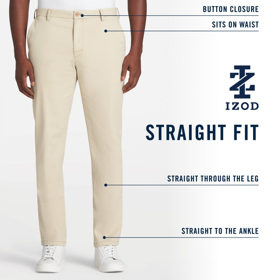 Izod Saltwater Stretch Flat-Front Straight Fit Chino Pant - Cinder Block