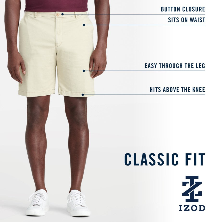 Izod Saltwater 9.5" Flat Front Chino Short - Cadet Navy