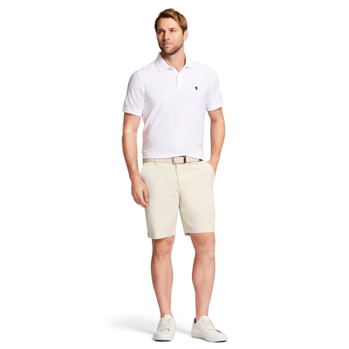 Izod Saltwater 9.5" Flat Front Chino Short - Silver Birch