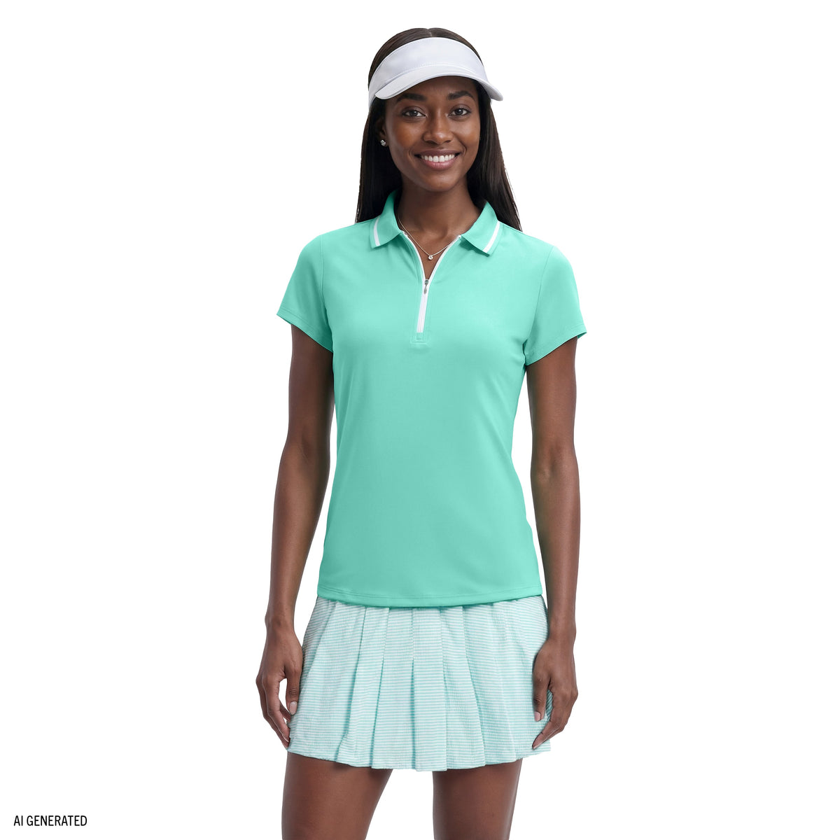 Izod CHLOE COURTSIDE CAP SLEEVE POLO - ARUBA BLUE