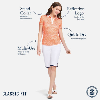 Izod ALLY PRINTED S/S POLO - BRIGHT WHITE