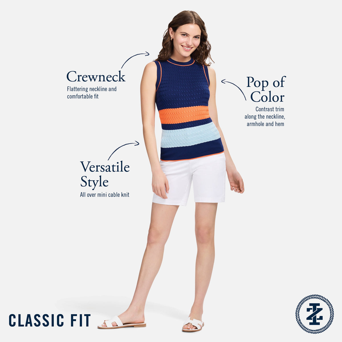 Izod CAMI COLORBLOCK CABLE KNIT VEST - MEDIEVAL BLUE
