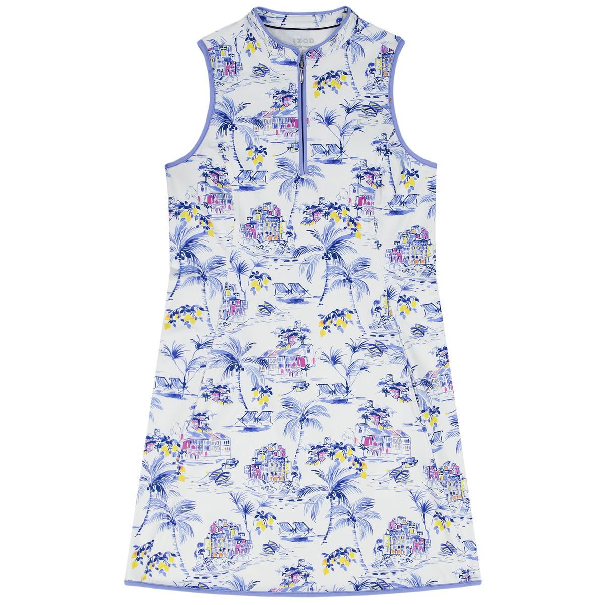 Izod L’ACEY ZIP COURT PRINTED DRESS - BRIGHT WHITE
