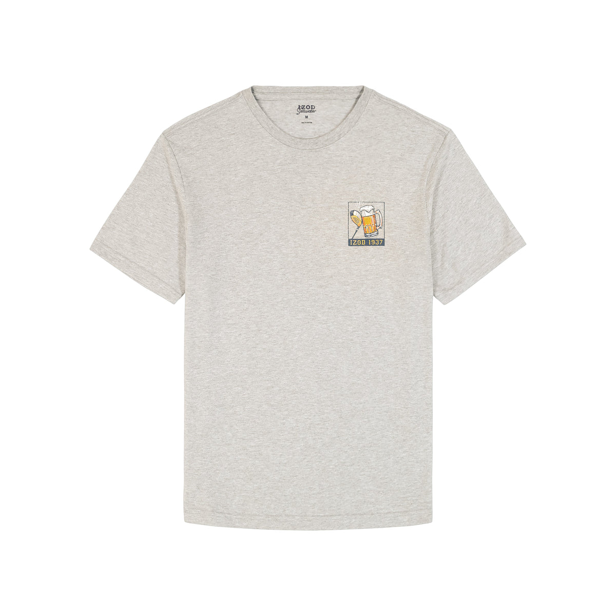 Izod Saltwater Short Sleeve Graphic Tee - Lt Grey Hthr